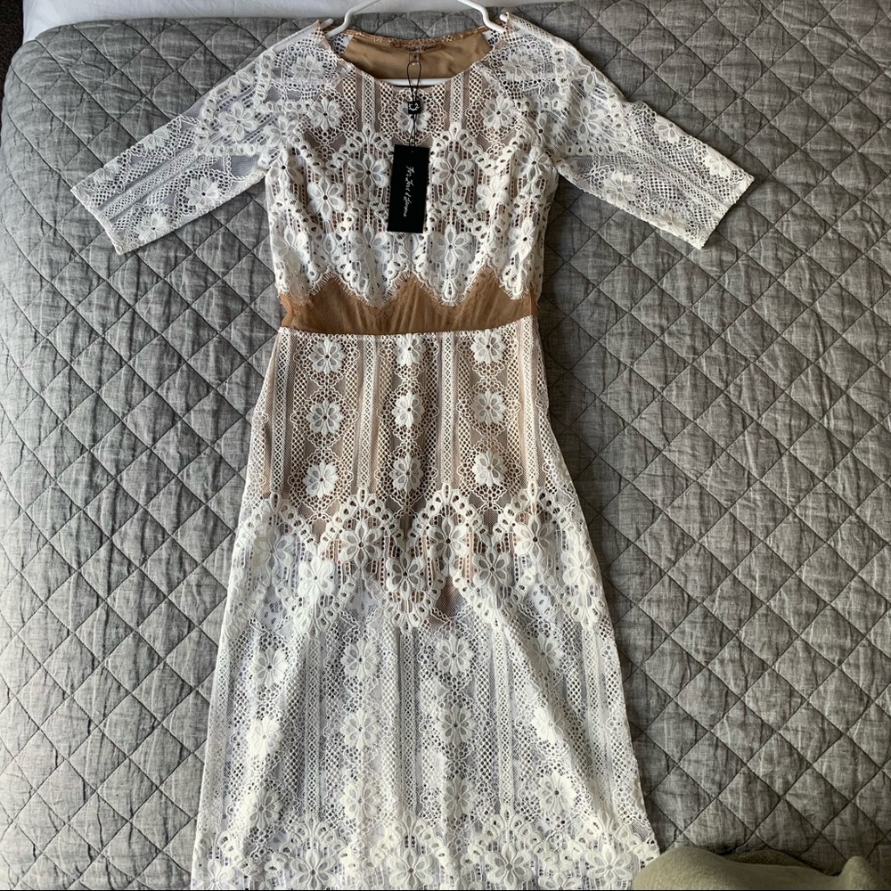 For Love & Lemons White Lace Bodysuit Dress, Size Small